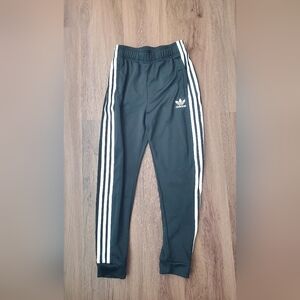 Adidas Kids Black Joggers with White Stripes